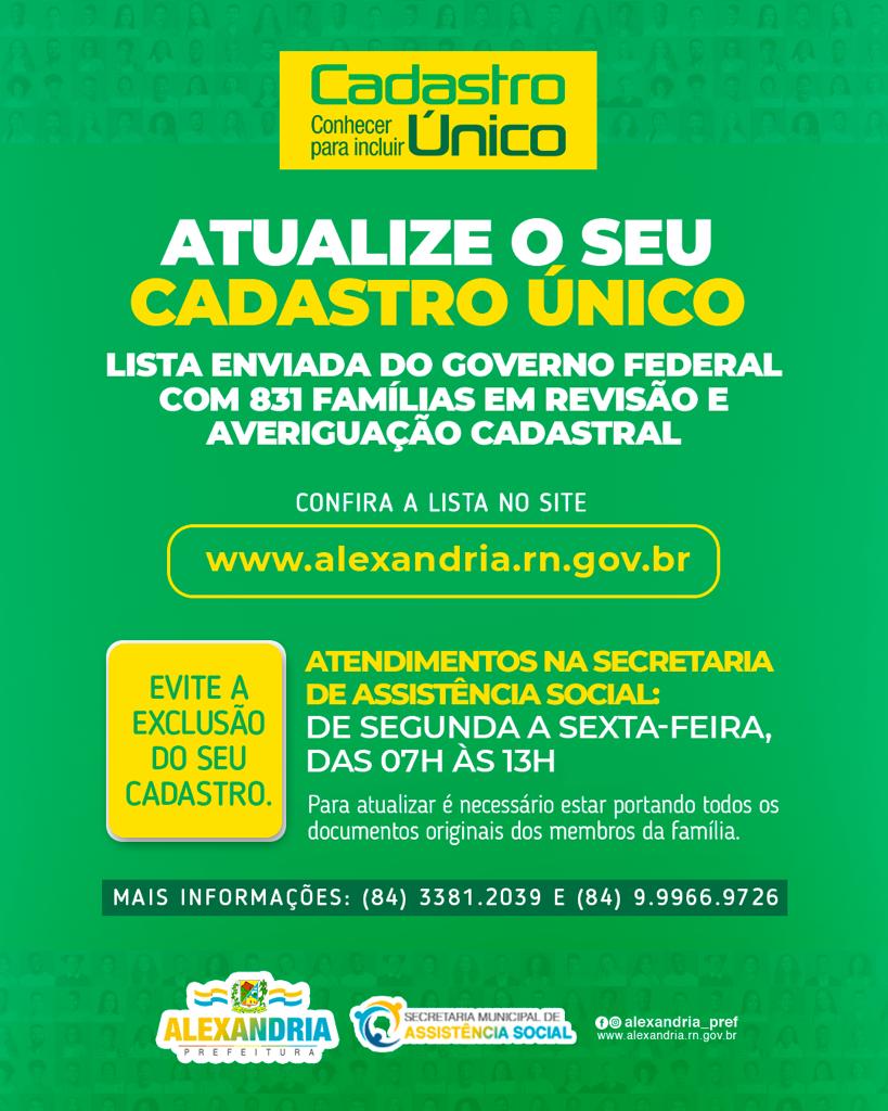 Read more about the article Secretaria de Assistência Social convoca 831 famílias para a atualização do Cadastro Único.