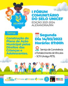 Read more about the article Prefeitura Realizará I Fórum Comunitário Selo UNICEF- Edição 2021-2024