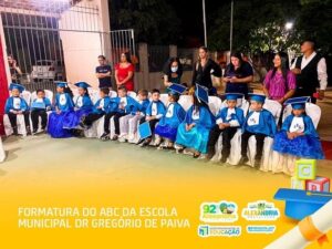Leia mais sobre o artigo Na noite deste dia, 20/12, a Escola Municipal Dr Gregório de Paiva realizou a cerimônia de formatura do ABC dos seus pequenos concluintes.